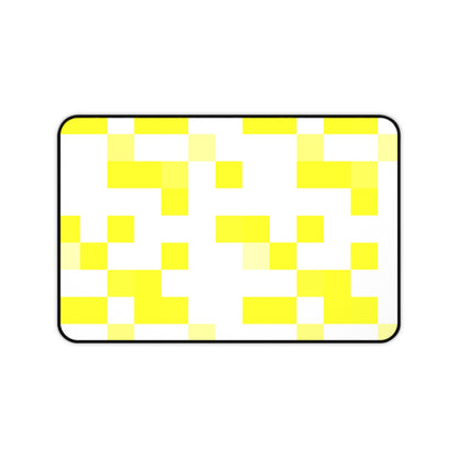 Yellow Pixel Grid - Desk Mat