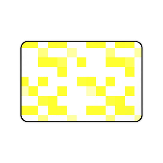 Yellow Pixel Grid - Desk Mat