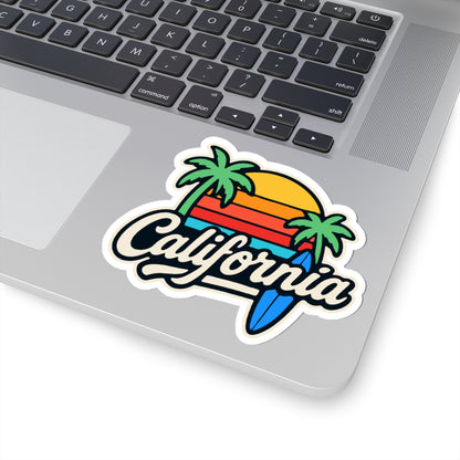 California Vibe Kiss-Cut Stickers, Surf, Beach Decor, Laptop, Travel, Gift Ideas