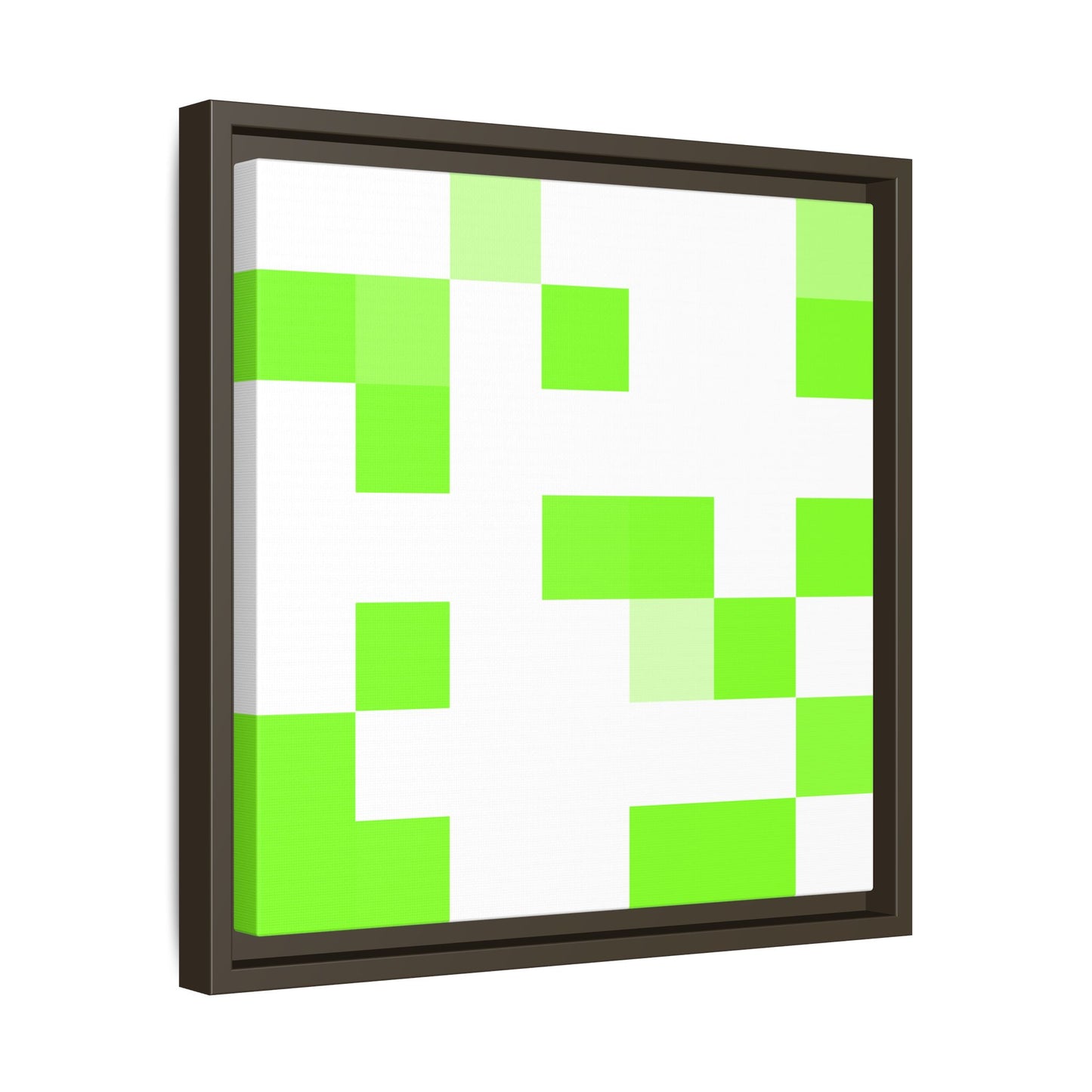 Lime Green Pixel Grid - Framed Canvas
