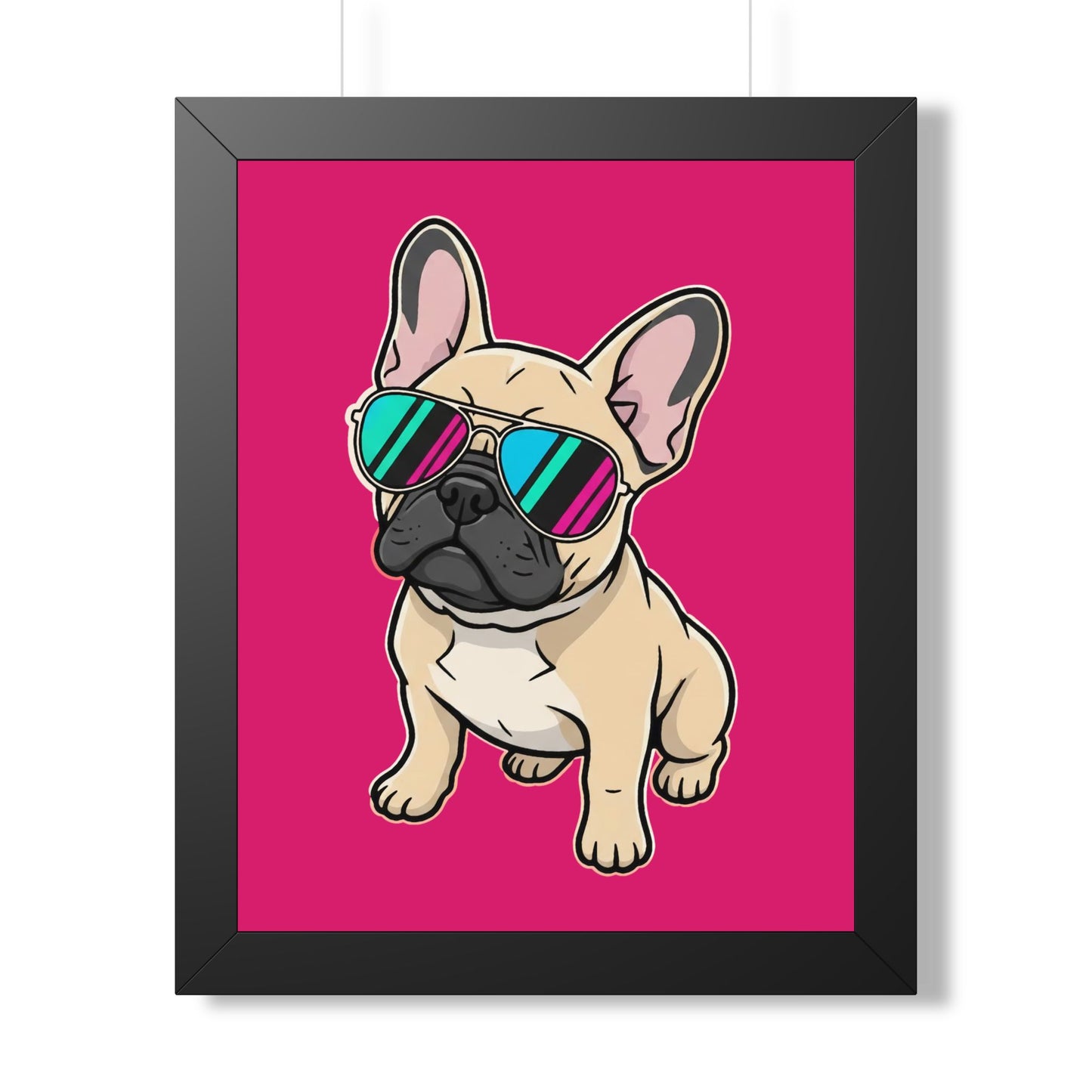French Bulldog with Sunglasses - Framed Poster