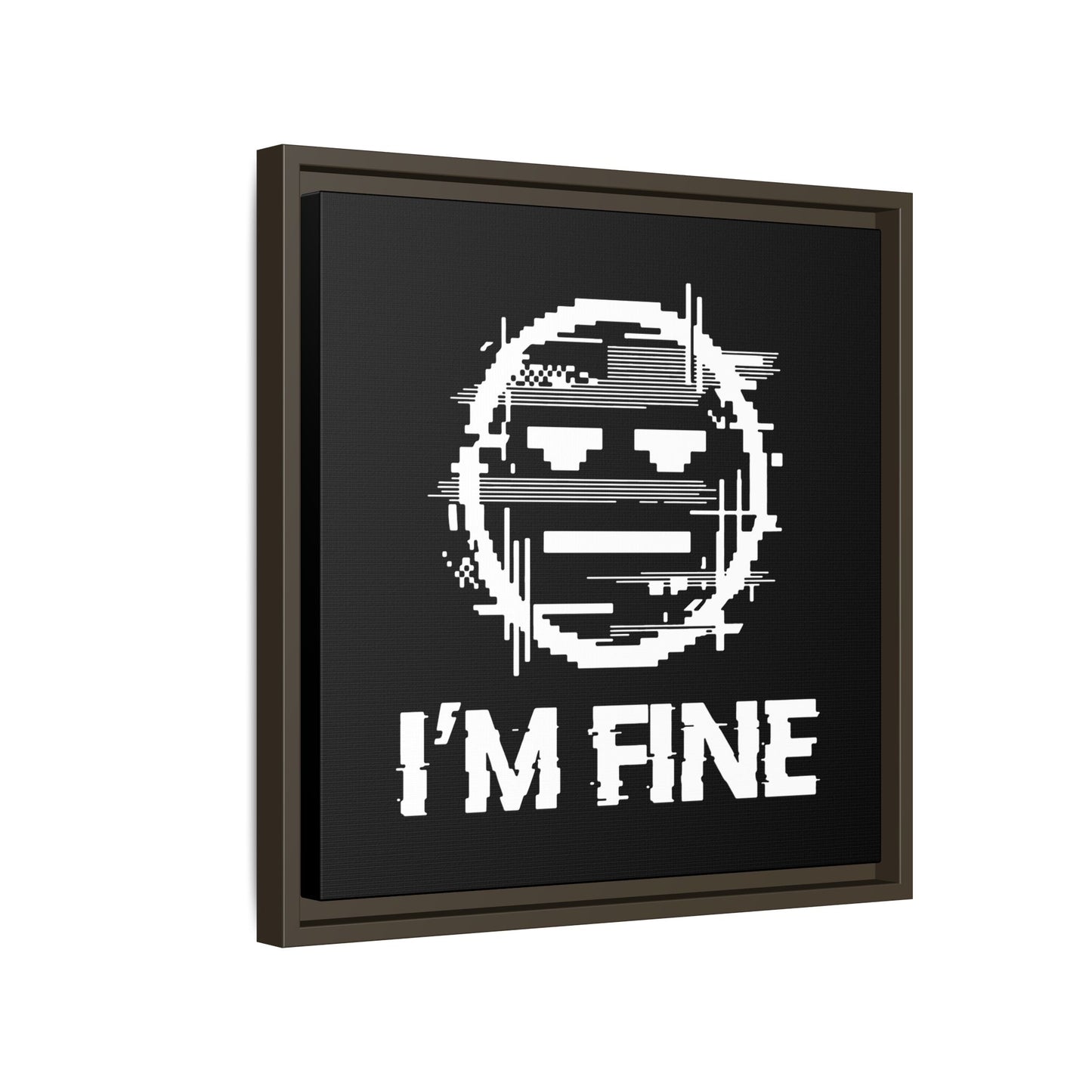 I’m Fine Glitched Smiley - Framed Canvas
