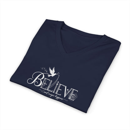 Believe and Magic Happens - V-Neck Tee