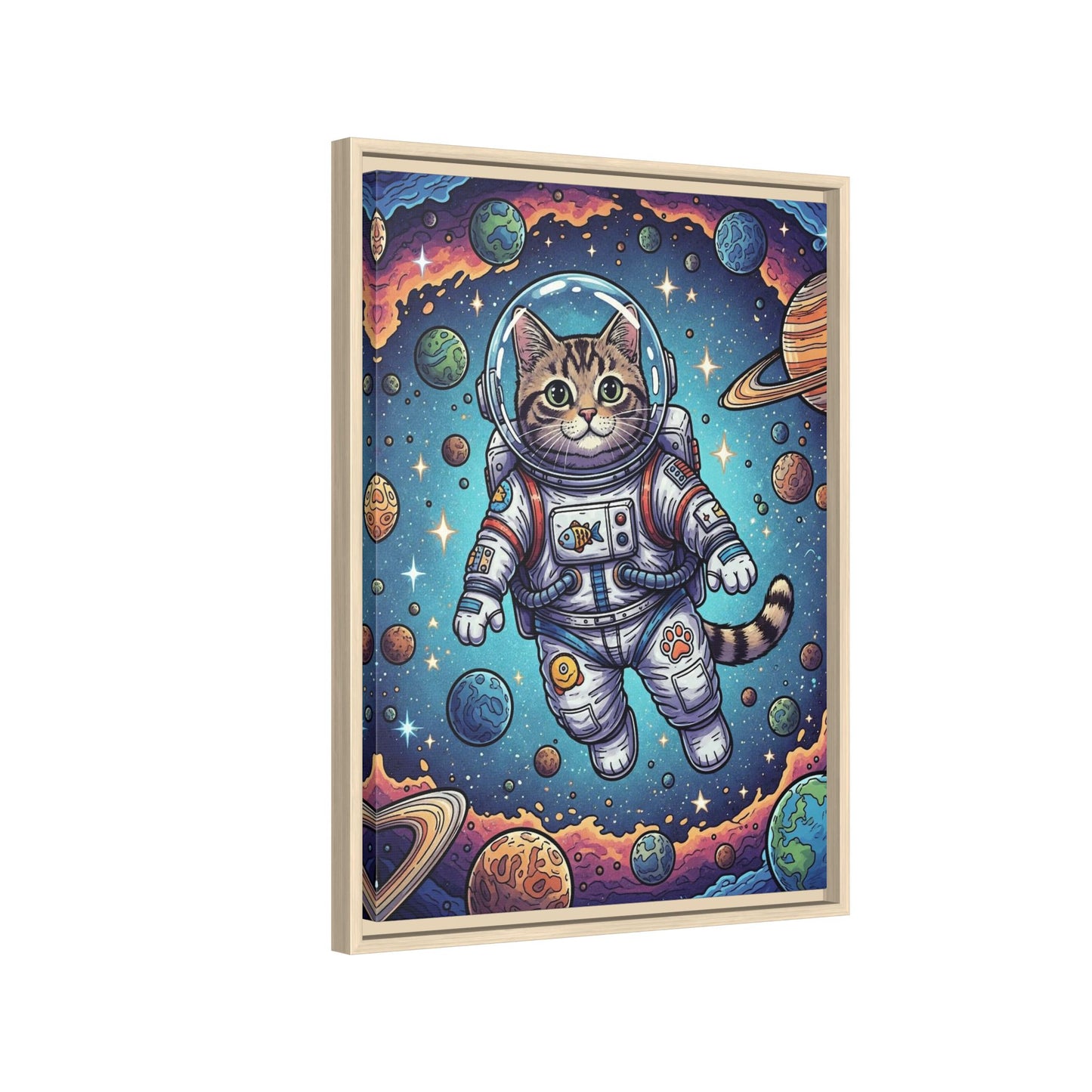 Astronaut Cat - Framed Canvas
