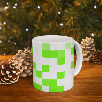 Lime Green Pixel Grid - Mug