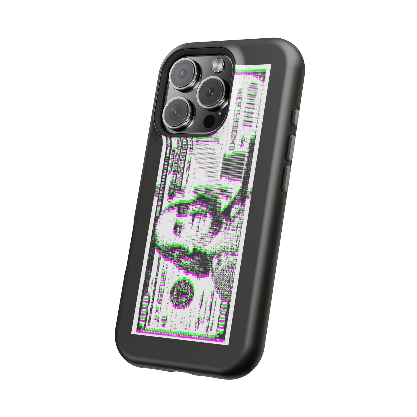 100 Dollars Bill - Green/Magenta Glitch - Magnetic Phone Case