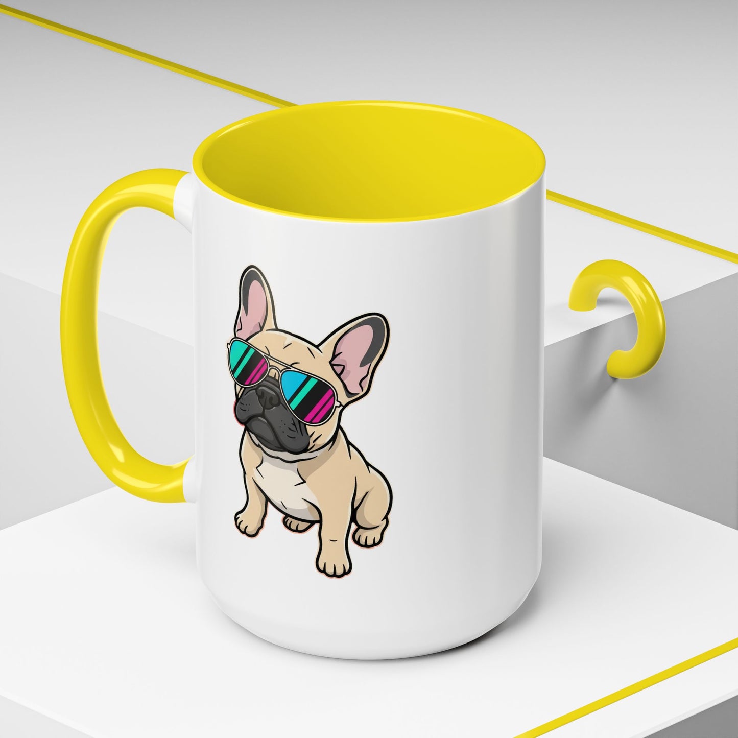 French Bulldog with Sunglasses - Color Accent Mug