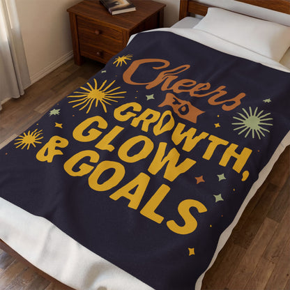 Cheers to Growth, Glow & Goals - Plush Blanket