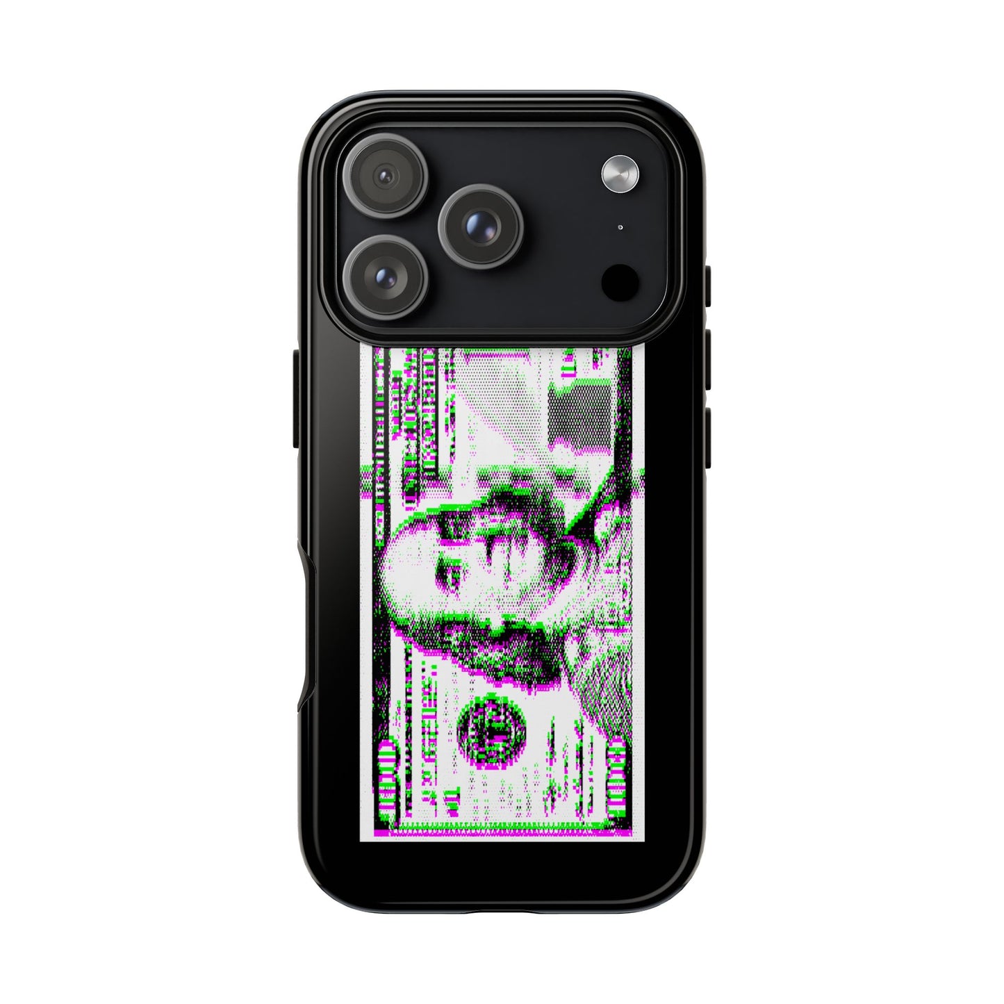 100 Dollars Bill - Green/Magenta Glitch - Phone Case