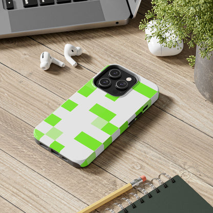 Lime Green Pixel Grid - Phone Case