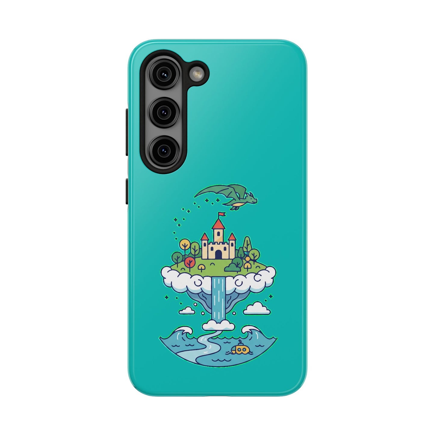 Floating Castle Dragon - Magical Fantasy Island - Phone Case