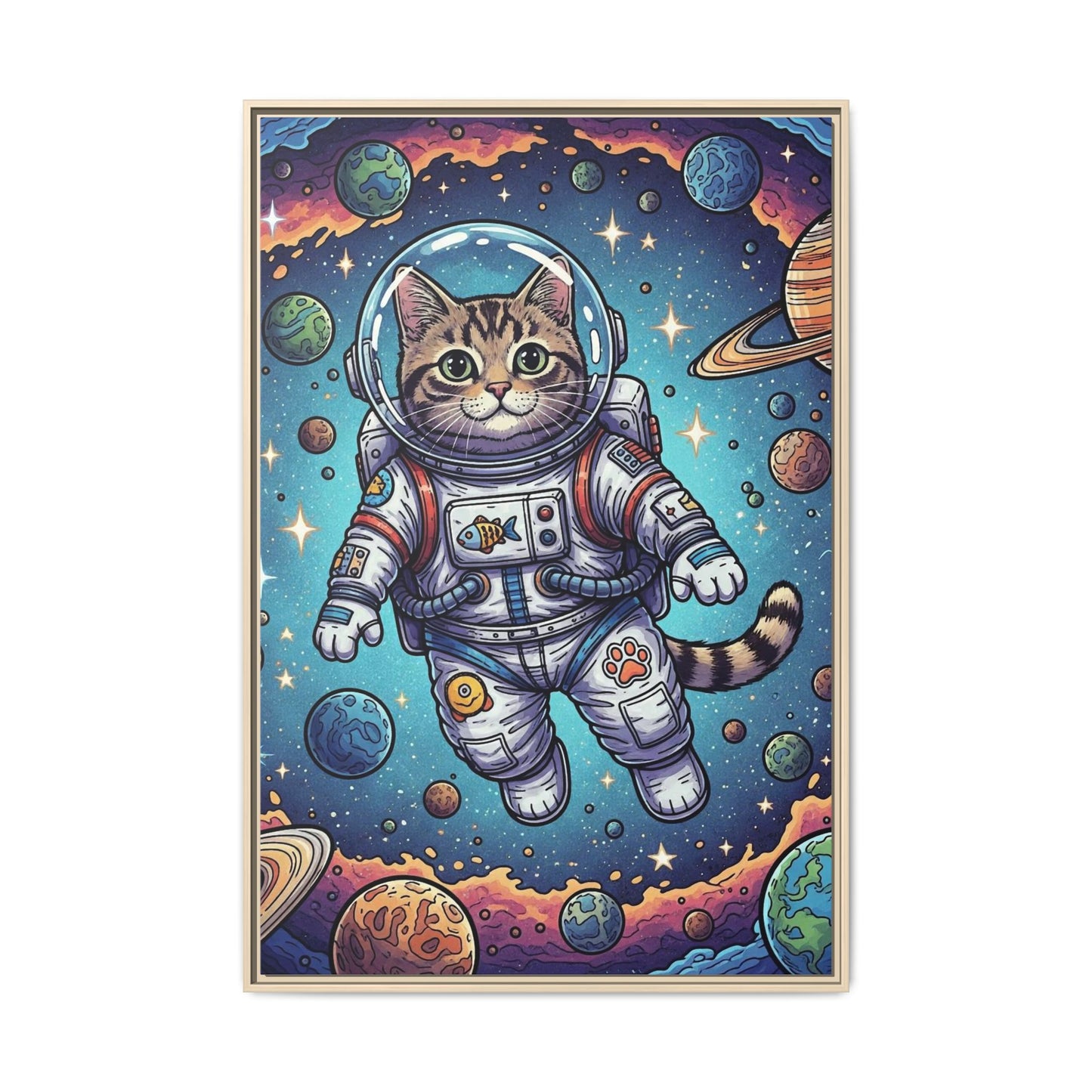 Astronaut Cat - Framed Canvas
