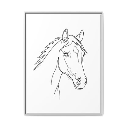 Horse Portrait Sketch - Framed Canvas