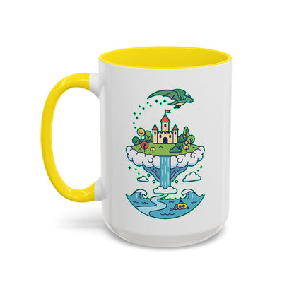 Floating Castle Dragon - Magical Fantasy Island - Color Accent Mug
