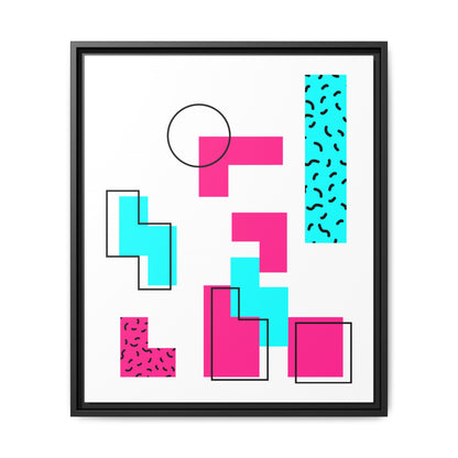 Retro Geometric Vibes - Framed Canvas