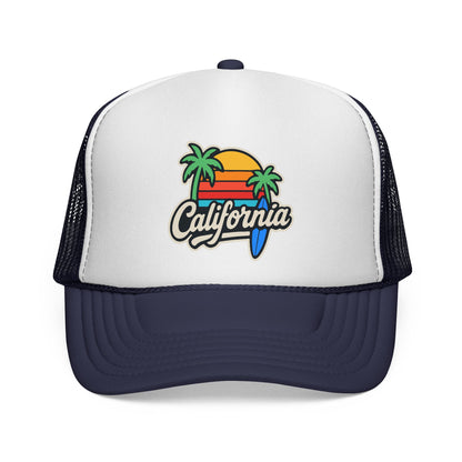California Sunset Trucker Cap, Summer Hat, Beach Apparel, Gift for Him/Her, Fun Outdoor Accessory