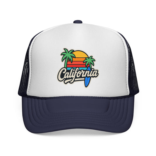 California Sunset Trucker Cap, Summer Hat, Beach Apparel, Gift for Him/Her, Fun Outdoor Accessory