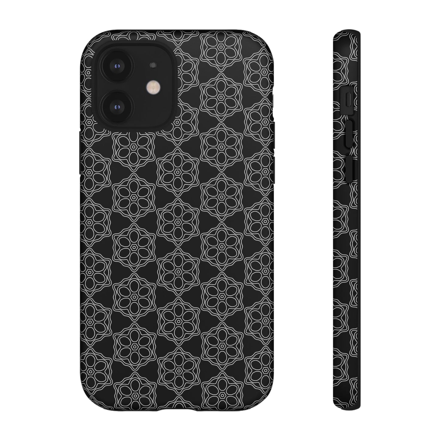 Geometric Pattern Phone Case, Dark Floral Case for Tough Protection, Stylish Smartphone Accessory, Gift for Tech Lovers, Trendy Mobile Cover