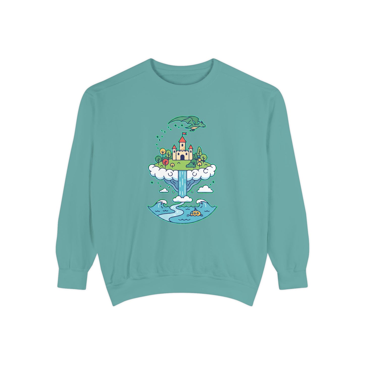 Floating Castle Dragon - Magical Fantasy Island - Sweatshirt