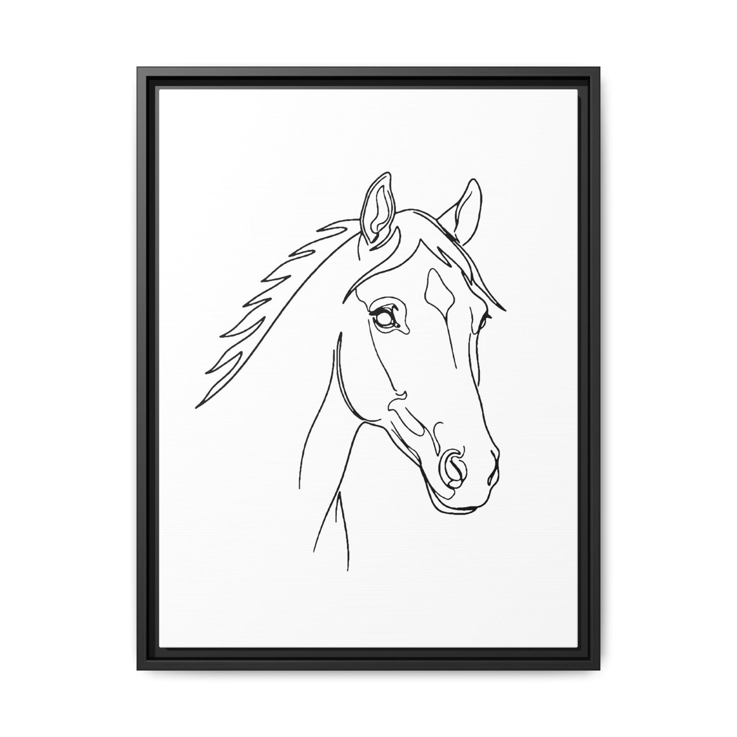 Horse Portrait Sketch - Framed Canvas