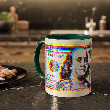 100 Dollars Bill - Neon Color Explosion - Color Accent Mug