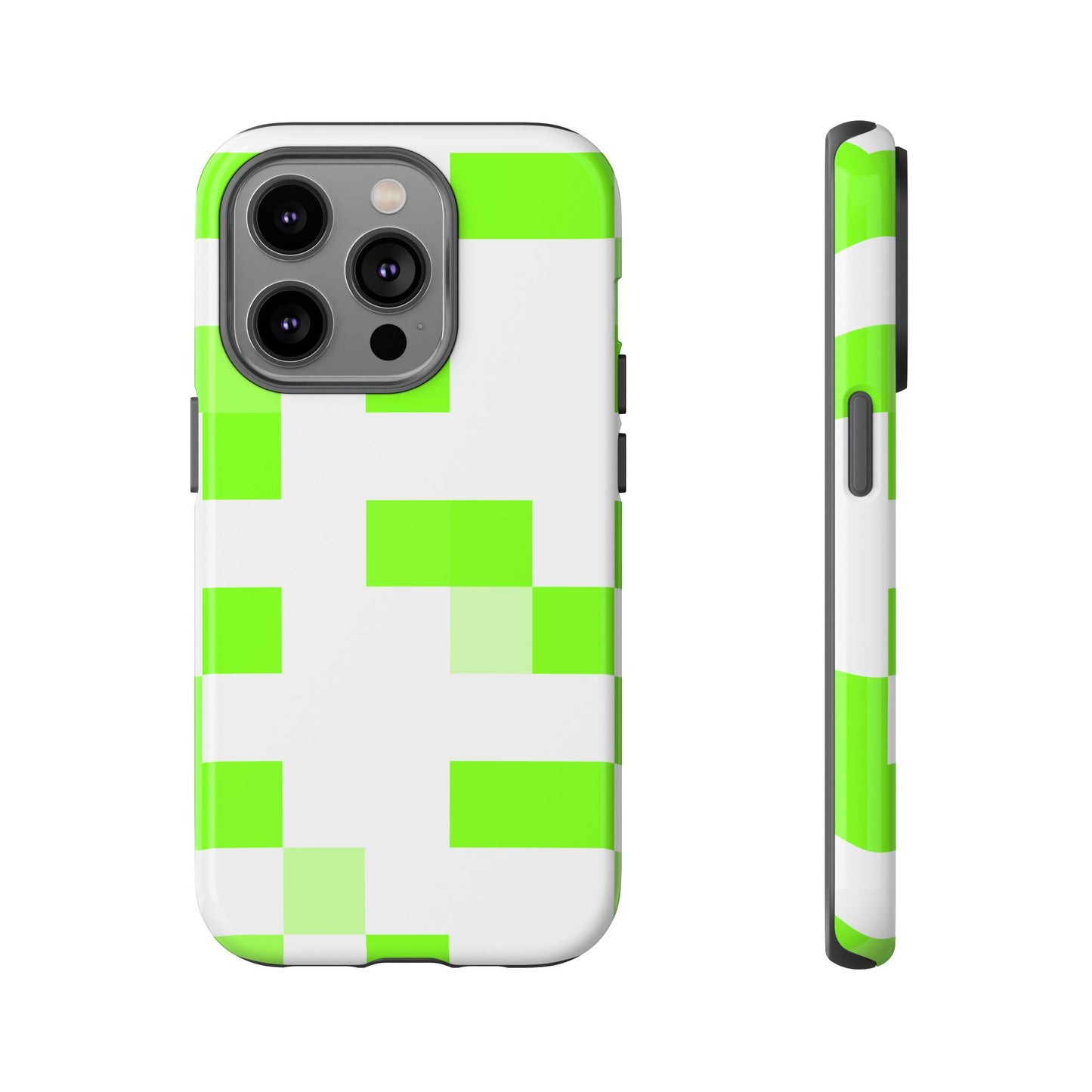 Lime Green Pixel Grid - Phone Case