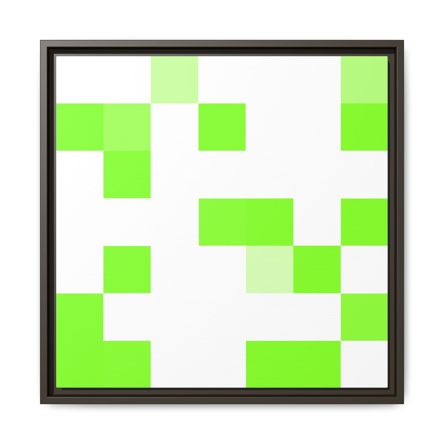 Lime Green Pixel Grid - Framed Canvas