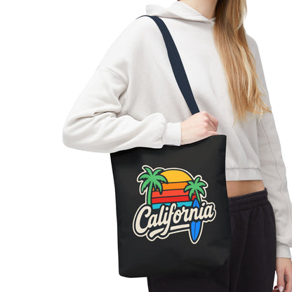 California Retro Tote Bag - Beach Vibes, Summer Accessory, Travel Bag, Gift for Friends, Eco-Friendly Shopping