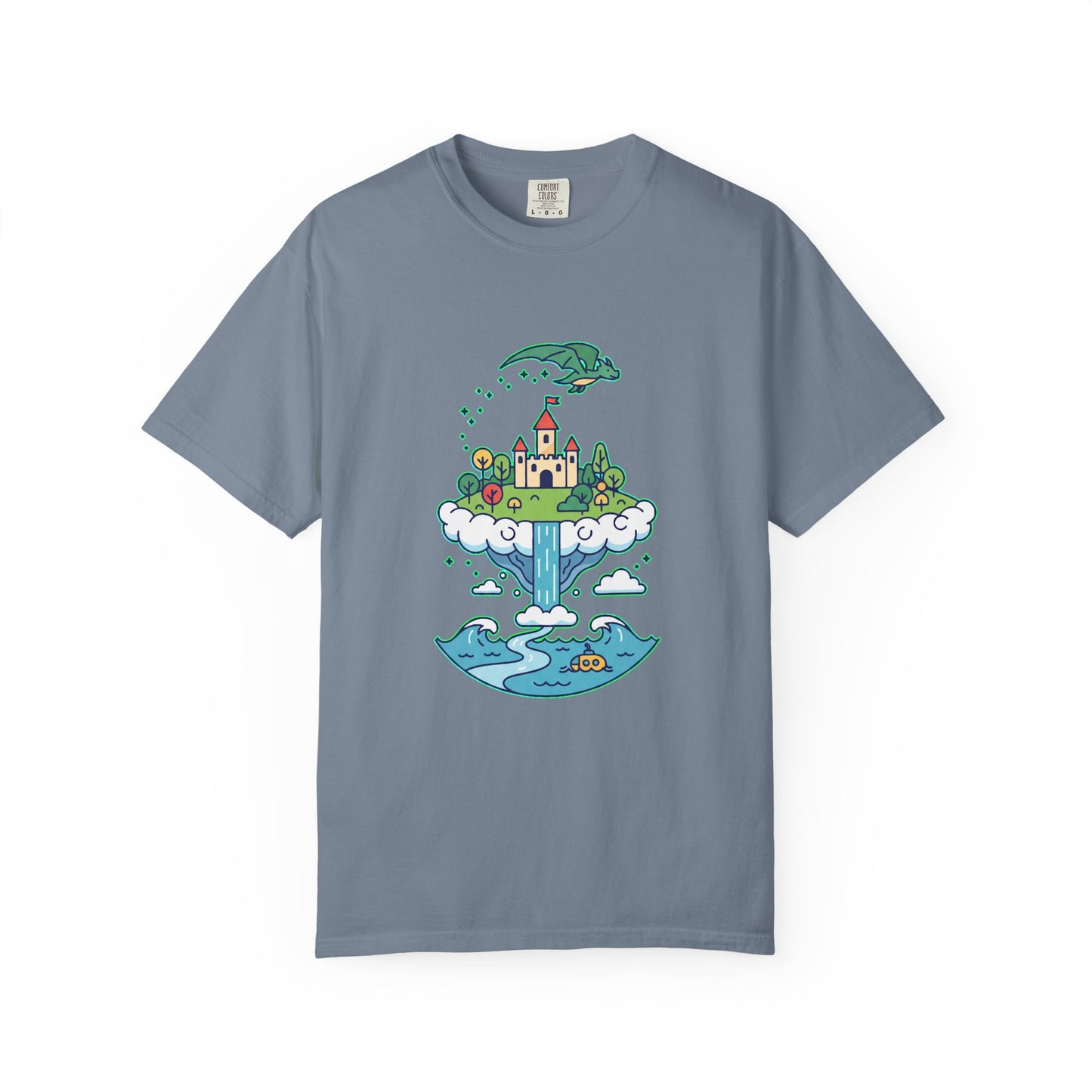 Floating Castle Dragon - Magical Fantasy Island - T-Shirt