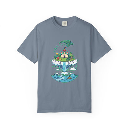 Floating Castle Dragon - Magical Fantasy Island - T-Shirt
