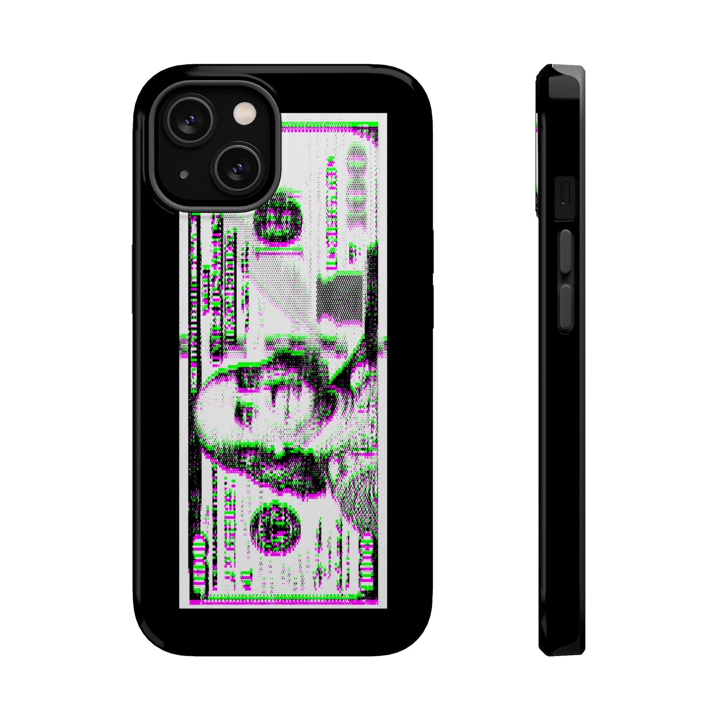 100 Dollars Bill - Green/Magenta Glitch - Magnetic Phone Case