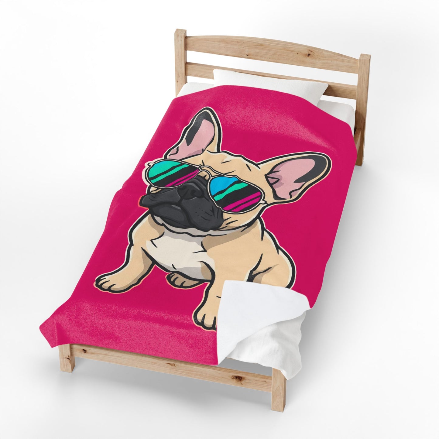 French Bulldog with Sunglasses - Plush Blanket