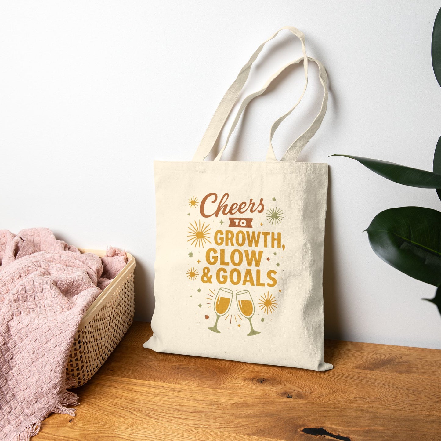 Cheers to Growth, Glow & Goals - Canvas Tote Bag