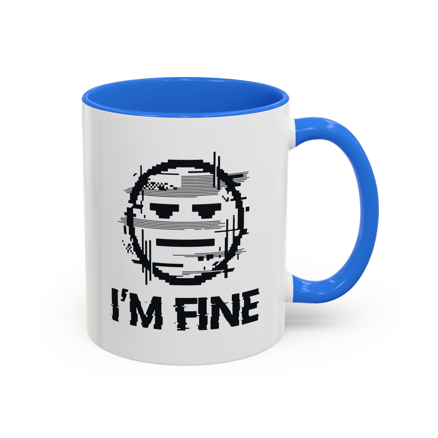 I’m Fine Glitched Smiley - Color Accent Mug