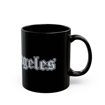 Los Angeles Black Mug - Trendy Coffee Cup for Urban Style Lovers, Gift for Travelers, Office Decor, Best Friend Gift, Unique Collectible - Silver Edition
