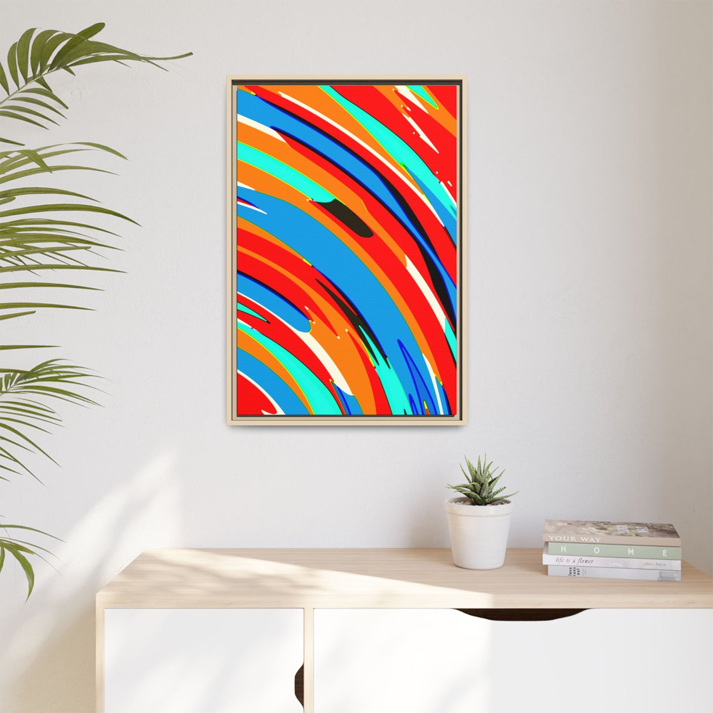 Abstract Rainbow Swirl Arc - Framed Canvas
