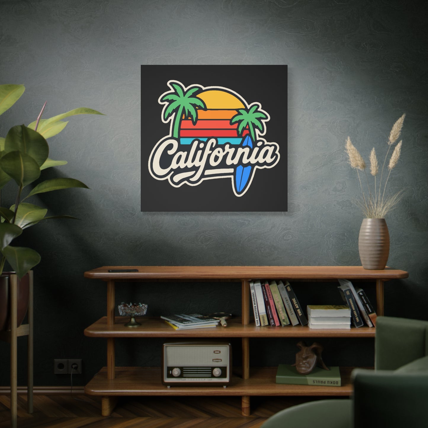 California Sunset Wall Art, Matte Canvas Print, Surf Decor, Tropical Home Decor, Beach Themed Art