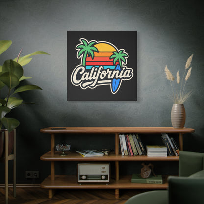California Sunset Wall Art, Matte Canvas Print, Surf Decor, Tropical Home Decor, Beach Themed Art
