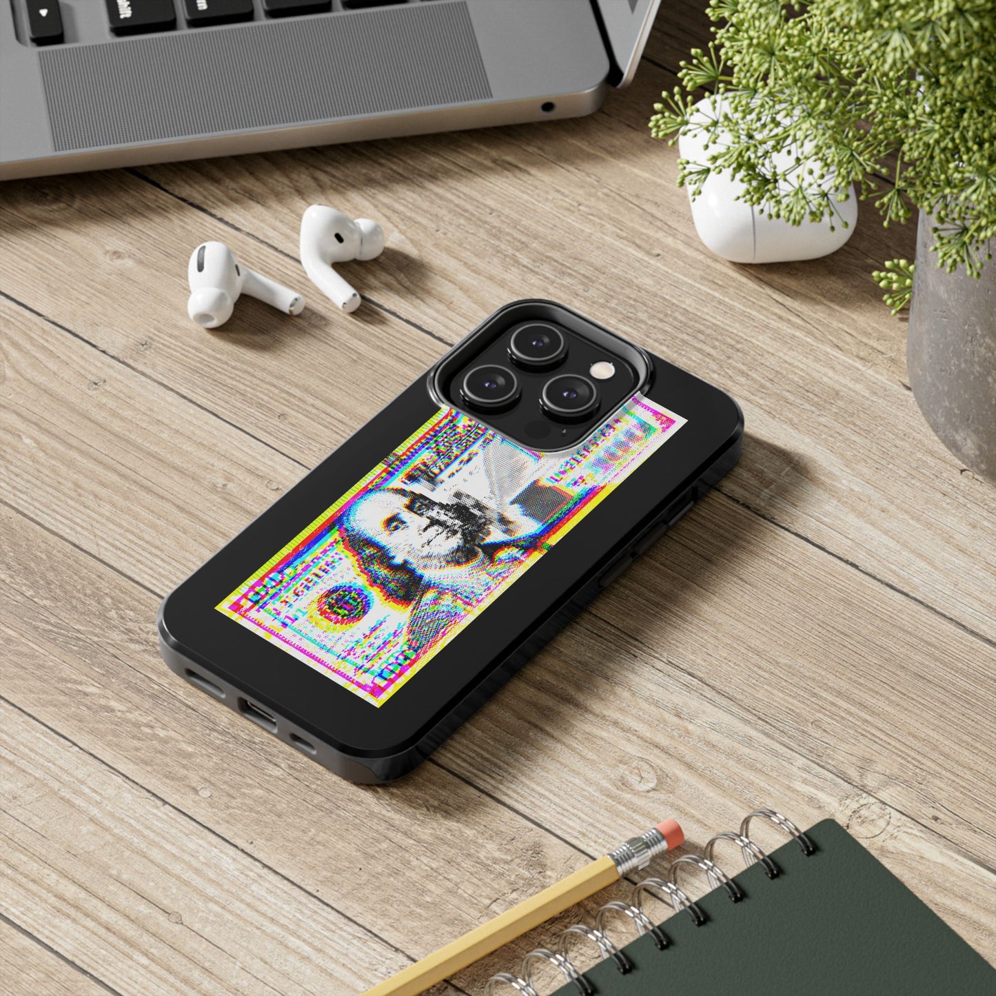 100 Dollars Bill - Neon Color Explosion - Phone Case