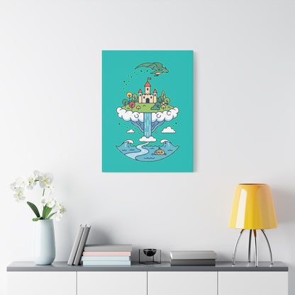 Floating Castle Dragon - Magical Fantasy Island - Canvas