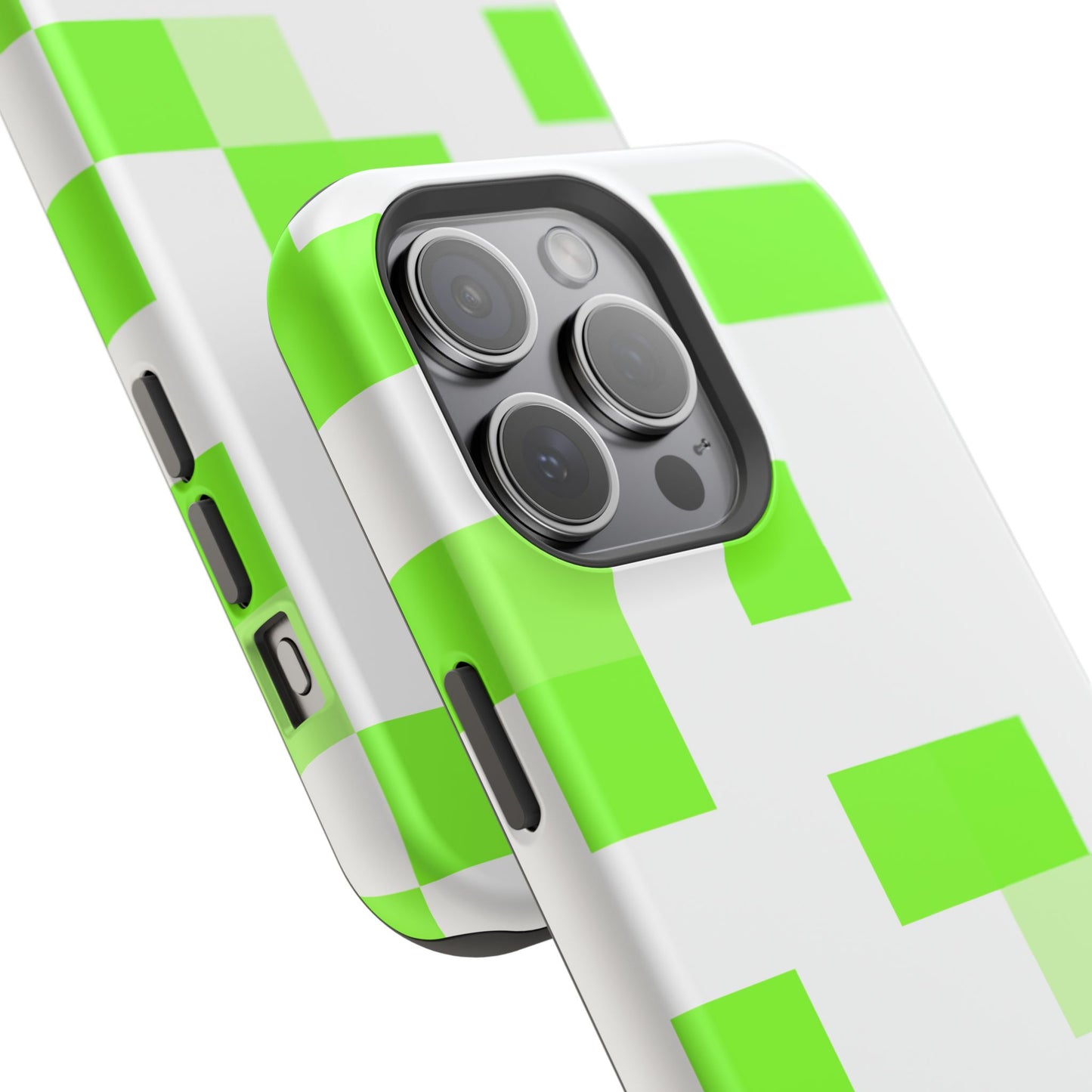 Lime Green Pixel Grid - Magnetic Phone Case