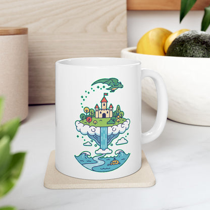 Floating Castle Dragon - Magical Fantasy Island - Mug