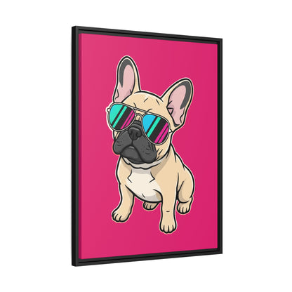 French Bulldog with Sunglasses - Framed Canvas