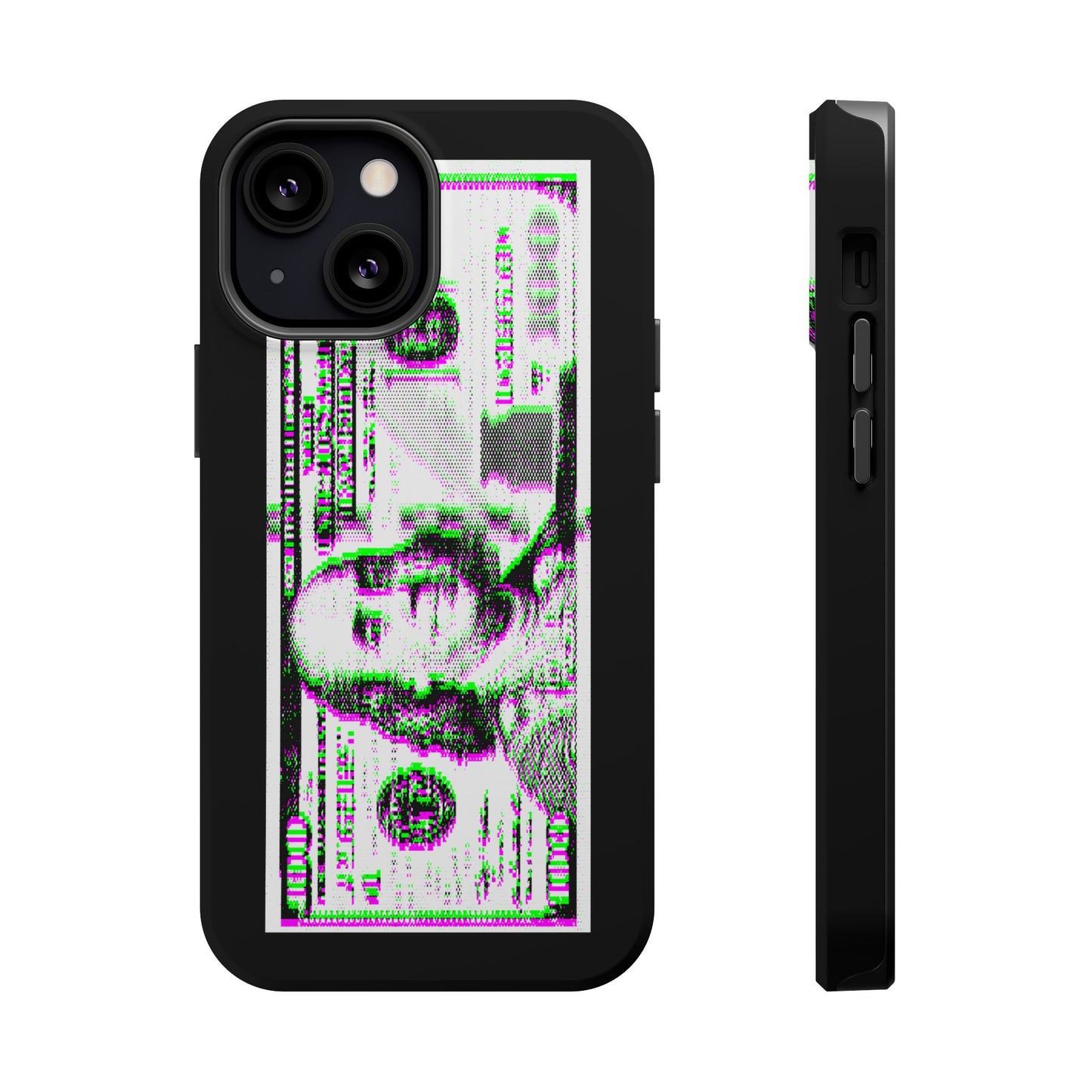100 Dollars Bill - Green/Magenta Glitch - Magnetic Phone Case