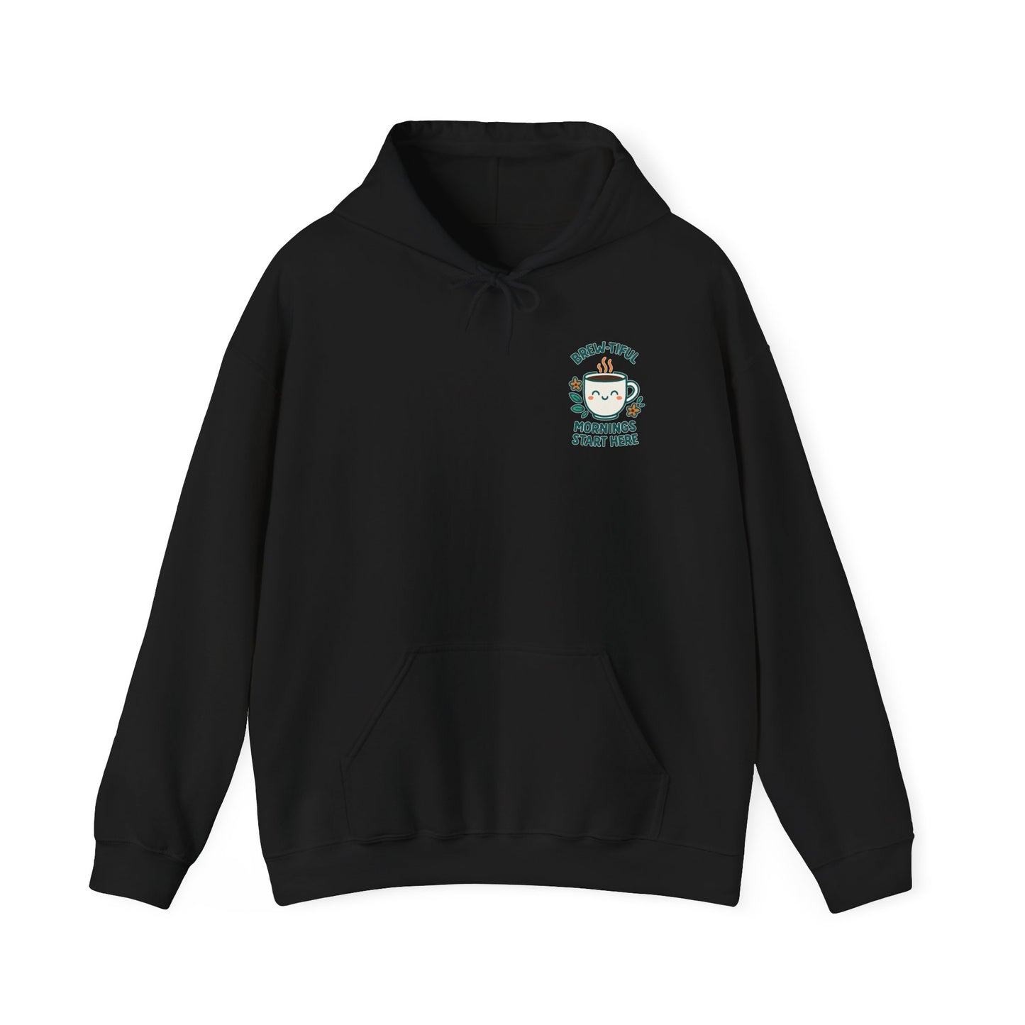 Brew-tiful Mornings Start Here Hoodie, Unisex Sweatshirt for Coffee Lovers, Cozy Gift