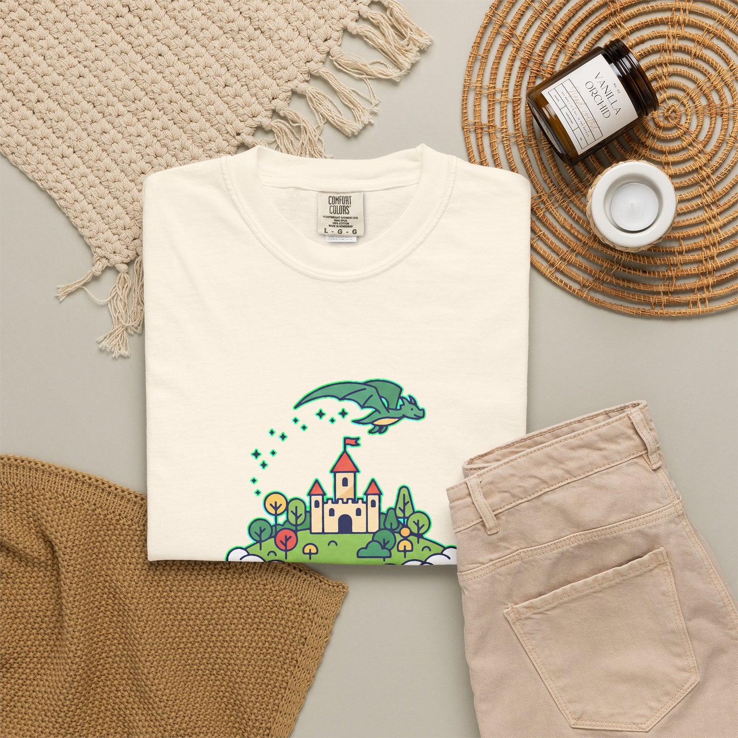 Floating Castle Dragon - Magical Fantasy Island - T-Shirt