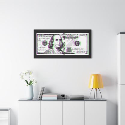 100 Dollars Bill - Green/Magenta Glitch - Canvas