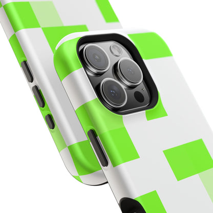 Lime Green Pixel Grid - Magnetic Phone Case