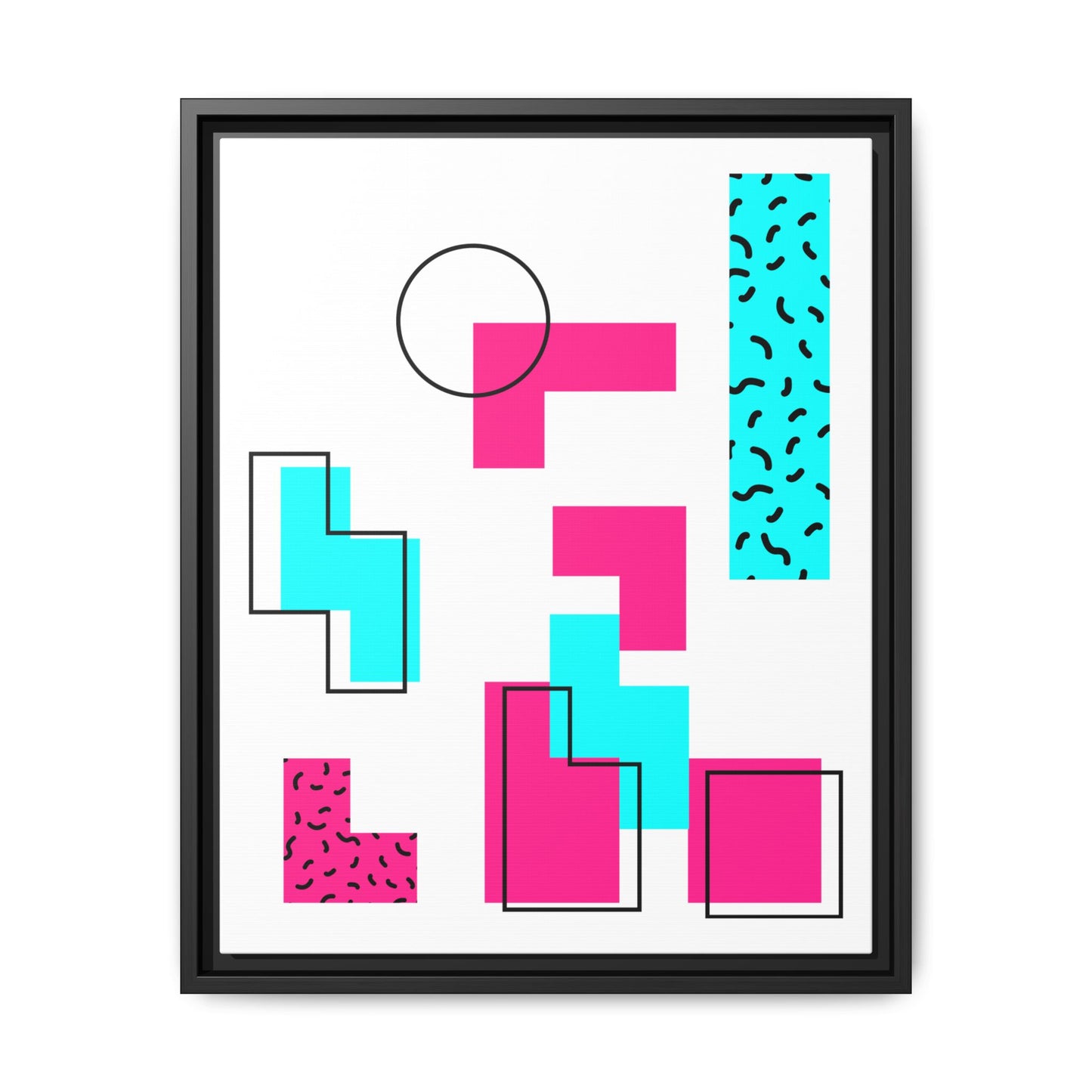 Retro Geometric Vibes - Framed Canvas