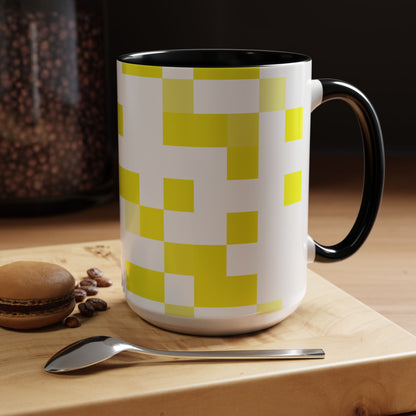Yellow Pixel Grid - Color Accent Mug